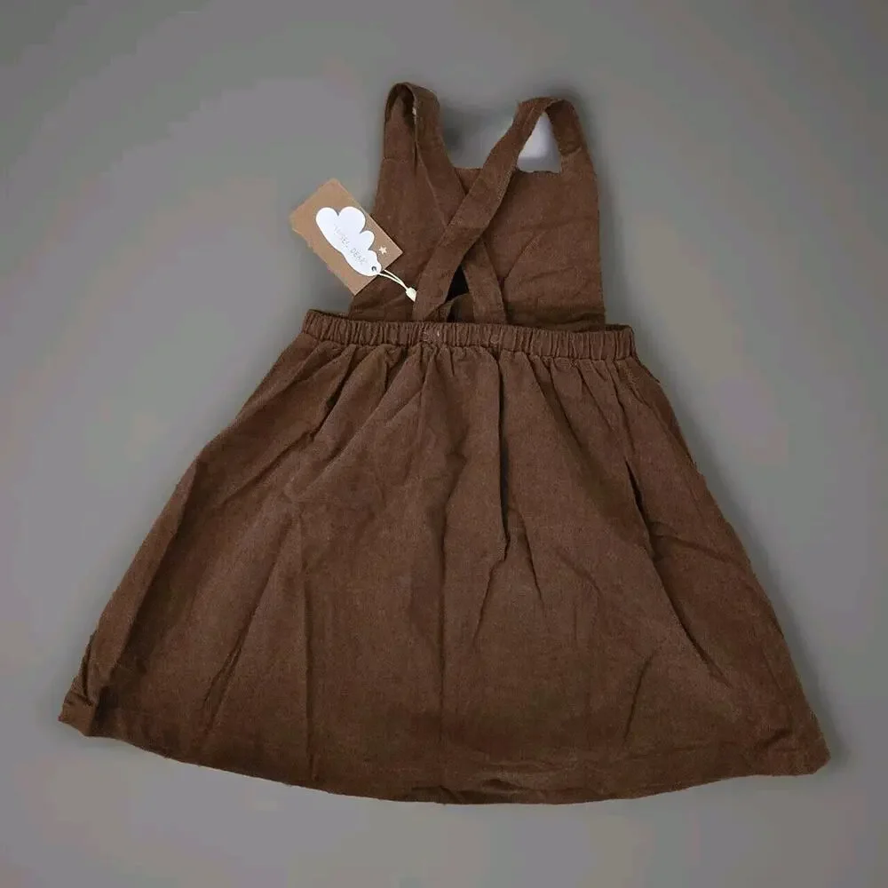 NWT Angel Dear Organic Cotton‎ Muslin Overall Dress in Brown 4T